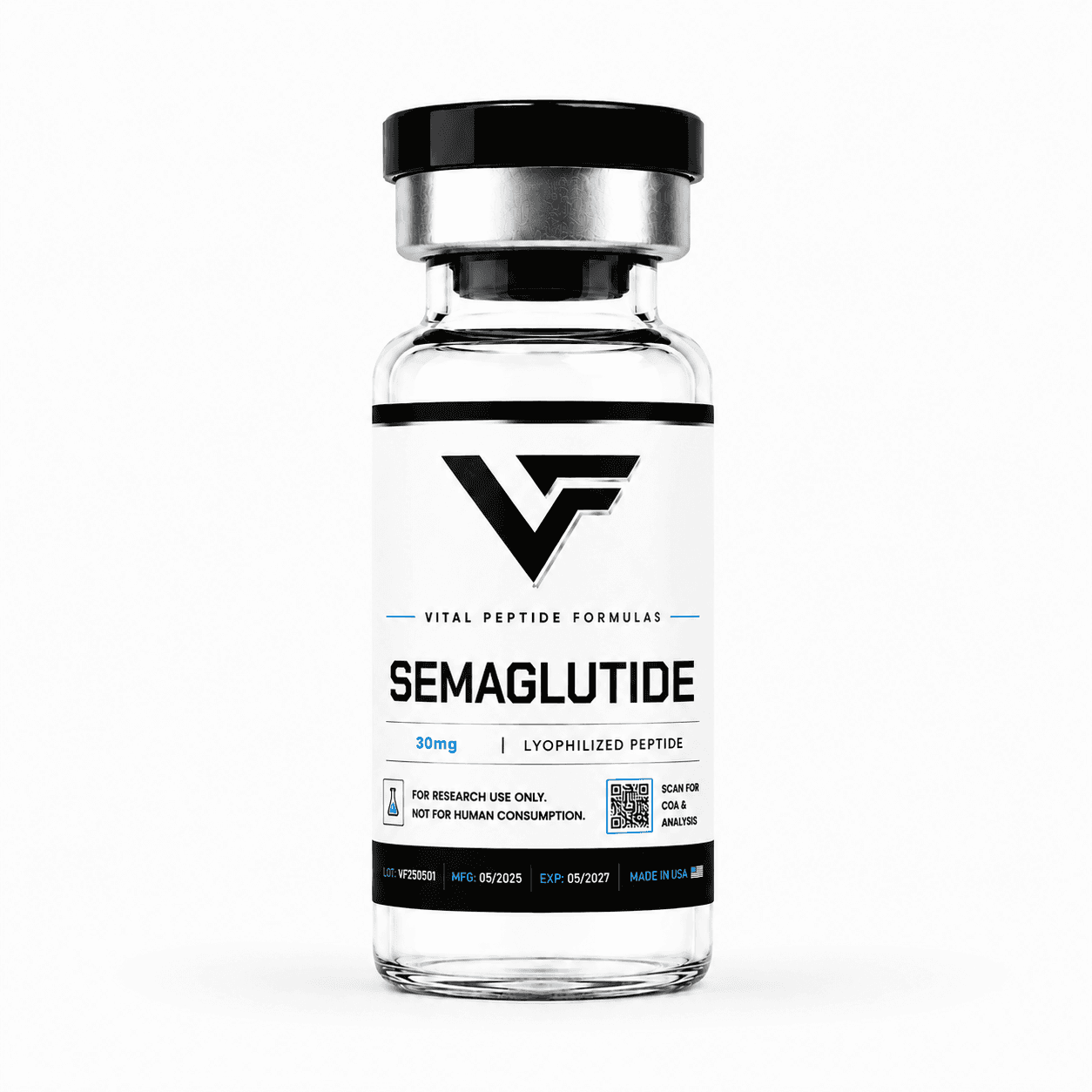 GLP-1 -SEMA research compound vial — for laboratory research use only